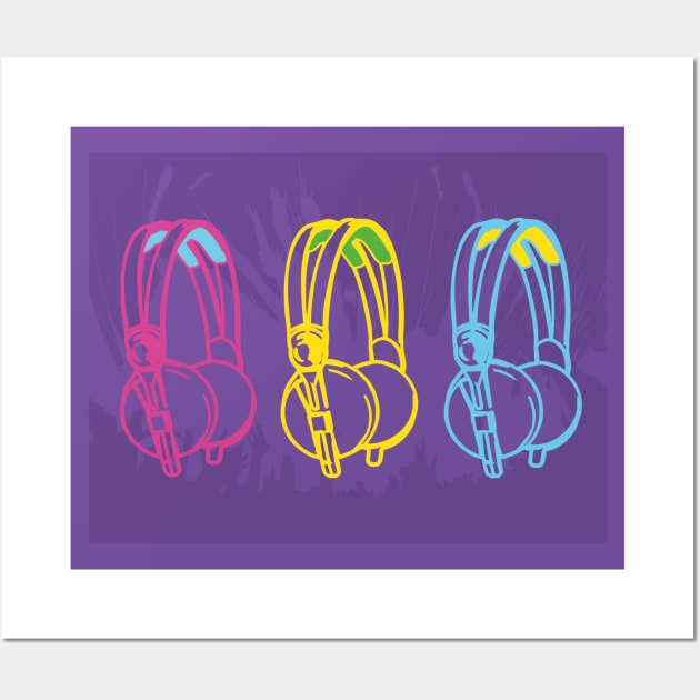 Multicoloured DJ Headphone Design Wall Art by Twistedburt